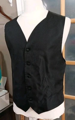 Chaleco Santana Vintage Texturizado Satinado Negro Para Hombre Talla XL Cubierto Botones Talla Trasera Foto 1 de 4