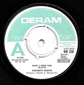 CURIOSITY SHOPPE Baby I Need You DEMO UK 7" Deram DM 220 Psychedelia 1968 - Bild 1 von 2