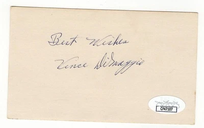 Vince DiMaggio Signed Autographed 3X5 Index Card Reds Pirates JSA CF47107 - Image 1 of 2