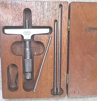 LUFKIN 否 513 0 到 3 英寸 MAHOGANY CASE CHROME CLAD MICROMETER DEPTH GAGE — 第 1/4 张图片