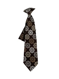 Corbata con clip para niño marrón plateado patrón floral poliéster 2,75" x 10" de largo - Imagen 1 de 8
