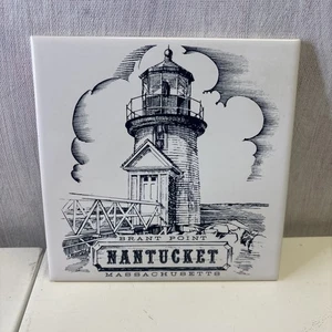 Vintage Trapp Nantucket Ceramic Tile Stone Brant Point" Square Screen Craft - Picture 1 of 9