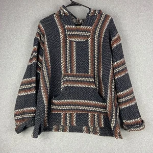 Baja Joe Mexikanischer Poncho Hoodie Lg Pullover Hippie Boho Drogenteppich Taschen - Bild 1 von 7
