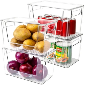 4 Pack Large Stackable Storage Bins, Plastic Container Organizer with Open Fr... - Bild 1 von 7