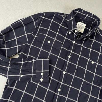 Hugh And Crye Shirt Mens MT Blue Windowpane Brushed Twill Button Down Tall Slim - Image 1 of 4