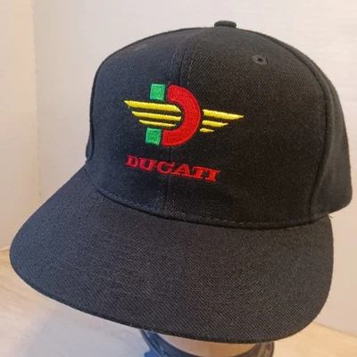 Nuevo de Lote Antiguo Años 80 Ducati Carreras Motocicletas Snapback Gorra Mezcla Lana Sombrero Foto 1 de 4
