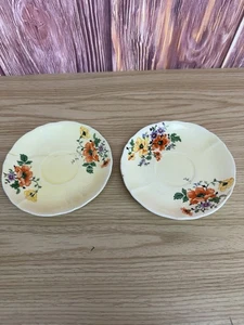 Vtg Homer Laughlin Poppy And Rose 6” Saucer Salad Dessert Plate Set Of 2 - Picture 1 of 5