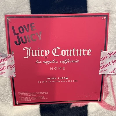 NWT!! Juicy Couture Plush Throw Blanket Black White 50x70 - Image 1 of 4