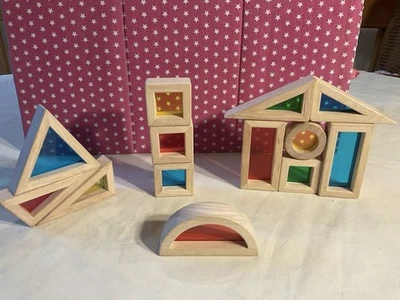 BLOQUES DE CONSTRUCCIÓN DE VENTANAS SENSORIALES ACRÍLICAS MADERA COLORIDA VISUALMENTE ESTIMULANTES 13 PIEZAS Foto 1 de 4