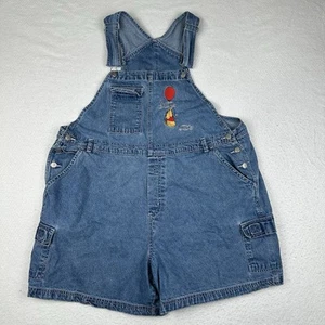 Vintage 90s Disney Winnie The Pooh Denim Overall Shorts Women’s Plus Size 22/24 - Picture 1 of 8