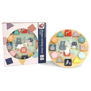LEO & FRIENDS: Shape Sorting Clock Puzzle - 13pc Wooden Set -Ages 3+ - Picture 1 of 7
