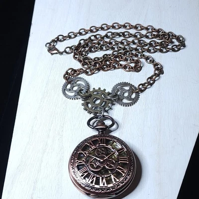 Hand Wind Mechanical Pocket Watch Chain Rae Pavek Copper plated Works - Image 1 of 4