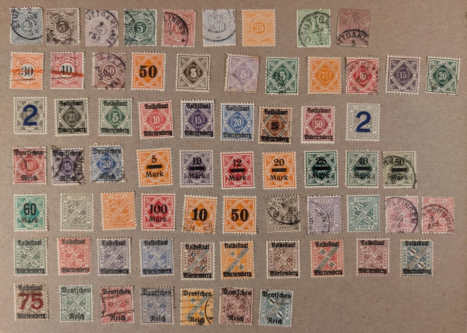 Wurttemberg - Nice lot of 67 MH/U stamps, VG/F/VF. - Image 1 of 1