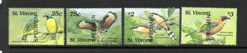 JUEGO ST VINCENT LM/M 1989 SG1244-1247 AVES (ESPECIMEN) Foto 1 de 1