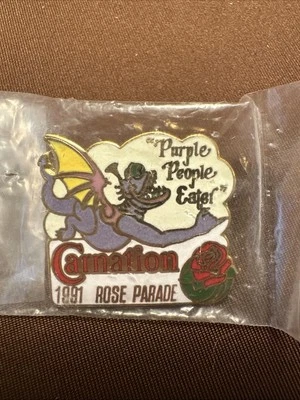 VTG 1991 Rose Parade Decorator Lapel /Hat Pin Purple People Eater CARNATION - Image 1 of 4