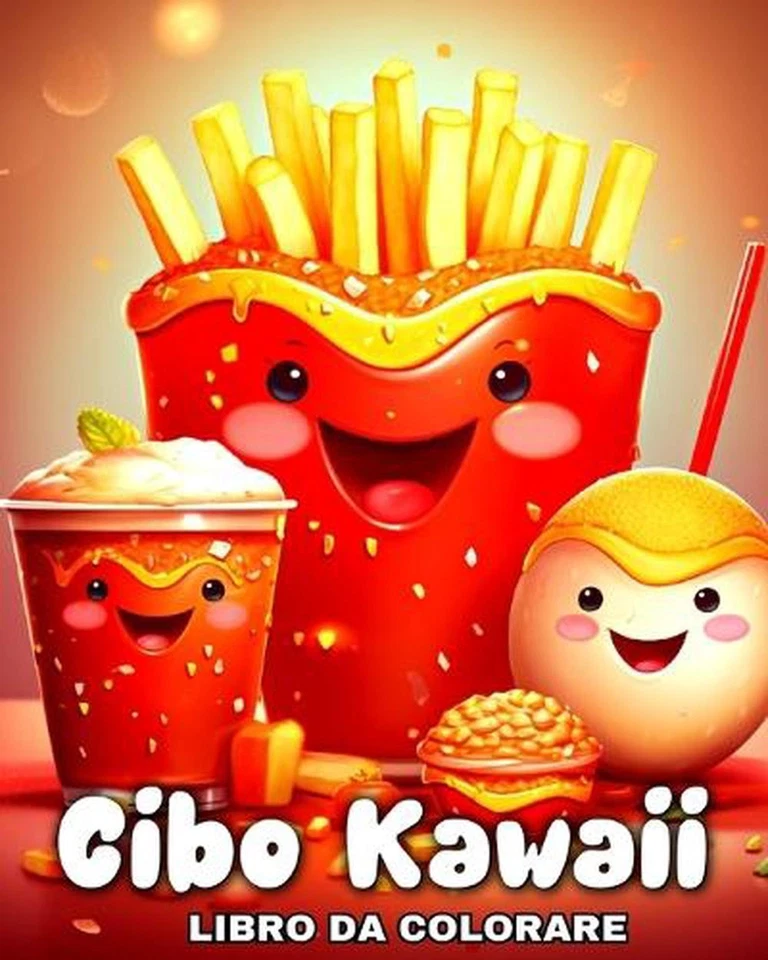 Cibo Kawaii Libro Da Colorare: Album da Colorare Kawaii con Cibo Carino, Dolci e - Image 1 of 1