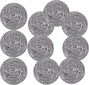 Stainless Steel Scrubber Scrubbing Scouring Pad 10Pcs Metal Scrubber, Silver - Picture 1 of 7