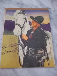Tableta litográfica firmada por William Boyd en color Hopalong Cassidy y Topper genuina. - Imagen 1 de 9