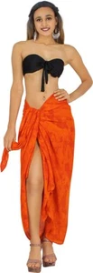 LA LEELA Rayon Bathing Suit Wrap Women Beach Sarong Tie Dye 78"X43" Red_4458 - Picture 1 of 3