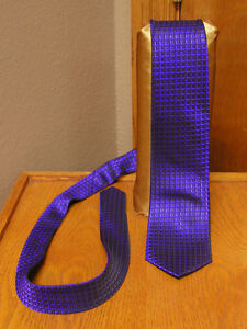 Purple Neck Tie Mens Box Pattern Metalic Dots Satin Steampunk Retro Tuxedo Groom