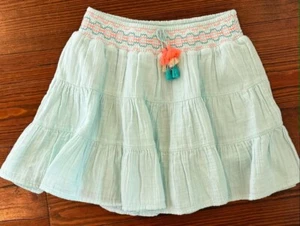 Cat and Jack Mint Green Smocked Gauze Skirt Neon Tassel Fully Lined Girls M 7/8 - Picture 1 of 3