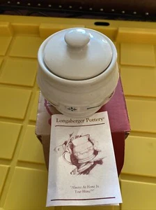 Longaberger Pottery Woven Traditions Heritage Green Sugar Bowl With Lid - Picture 1 of 4