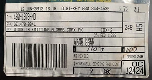 HONEYWELL SE1470-004L DIODE IR EMITTIERENDE ALGEN KOAX PK MENGE-9 - Bild 1 von 2
