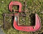 Vintage JAPAN Metal C G clamps 1" & 2 1/2" Heavy Duty Metal Handyman Woodworking