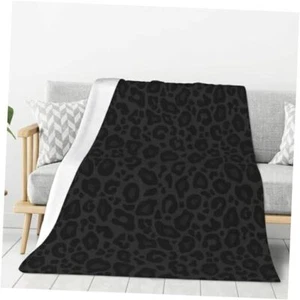 Black Print Throw Blankets All Season Ultra Soft Warm Fleece 80x60 Inch Leopard - Picture 1 of 8