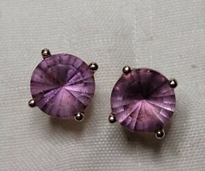 925 Rose Gold Lavender Purple Amythyst? Stud Earrings, Signed JZ?
