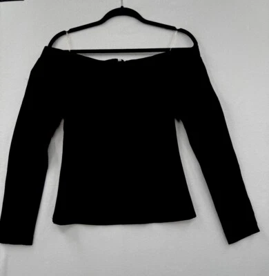 Charlotte Russe Women Size L Black Off Shoulder Long Sleeve Top NWOT - Imagem 1 de 4
