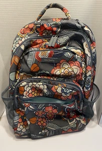 Vera Bradley grau & rosa Blumen große Büchertasche Rucksack verstellbare Träger - Bild 1 von 7