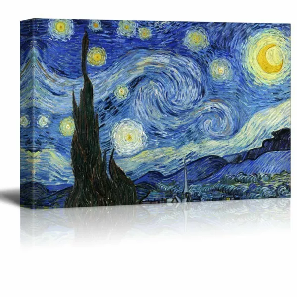 Starry Night by Vincent Van Gogh - Oil Painting Reproduction on Canvas-24" x 36"