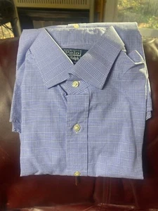 Polo by Ralph Lauren Regent Custom Fit Blue Plaid Shirt Long Sleeve Sz 16.5 Used - Picture 1 of 3
