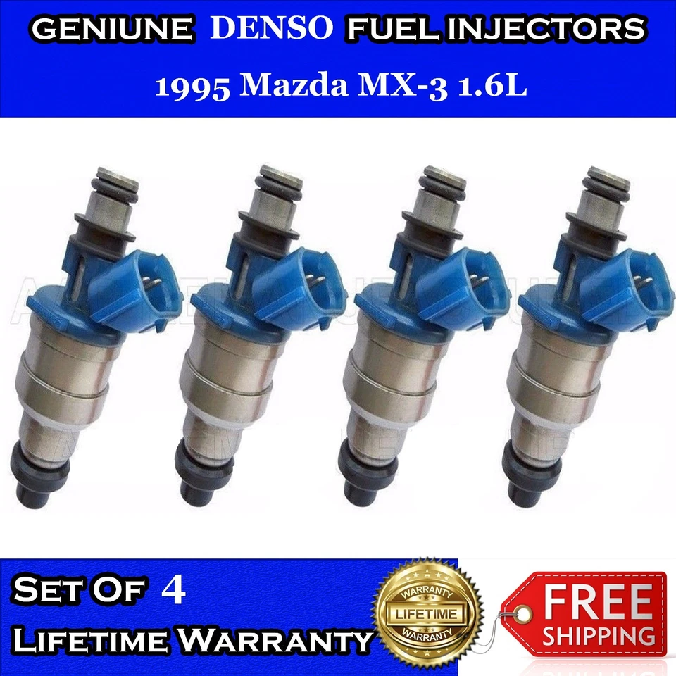 BEST UPGRADE 4X  OEM DENSO Fuel injectors for 1995 Mazda MX-3 1.6L  #195500-1970 - Image 1 of 1
