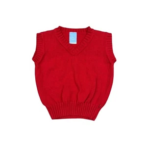 Bella Bliss Knit V-Neck Sweater Vest Red 100% Cotton Boys Size 7 EUC - Picture 1 of 7