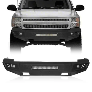 Fit 2007-2013 Chevy Silverado 1500 Full Width Steel Front Bumper w/LED Light Bar - Picture 1 of 12
