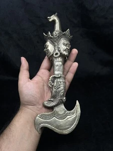 Wonderful Rare Vintage Tibetan Silver Ritual Vajra Dorje Phurba Yam Kartika Axe - Picture 1 of 7