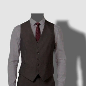 $140 Perry Ellis Portfolio men Gray Slim Fit 5 Button Suit Vest Waistcoat M - Picture 1 of 3