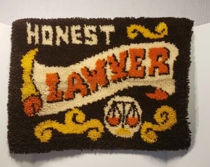 RARE Vintage Funky Wool Honest Lawyer Wall Decor 60's 70 Scales Justice Retro - Picture 1 of 6