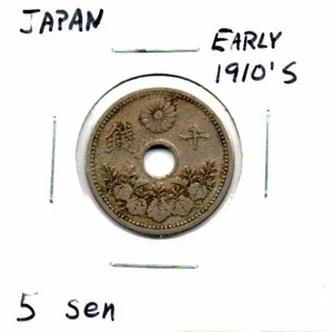 Japan 1910's 5 Sen coin as pictured - Picture 1 of 6