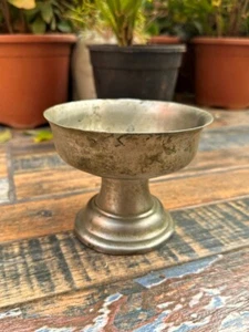 1850's Old Ancient German Silver Jain Temple  Oil Lamp Bowl Deepak - Picture 1 of 12