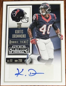 2015 Panini Contenders Rookie Autograph Kurtis Drummond #196 Houston Texans - Picture 1 of 2