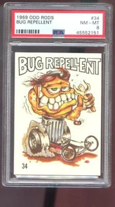 1969 Donruss Odd Rods #34 Bug Repellent PSA 8 Graded Sticker Card Odd Rod - Picture 1 of 2