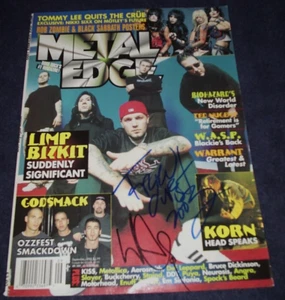 LIMP BIZKIT SIGNED METAL EDGE MAG COVER SEP 1999 FRED DURST+WES BORLAND RARE! A+ - Picture 1 of 3