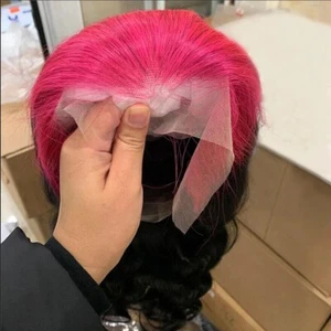 20'' Pink To Black Long Wig 13x4 Lace Front 100% Human Hair Wigs  - Picture 1 of 9