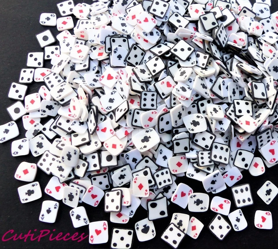 Fimo Clay Playing Cards Hearts Spades Diamond Dice Number Tiny Mix 3D Nail Art