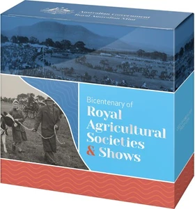 Moneda de plata de prueba de $1 del Bicentenario de las Reales Sociedades Agrícolas 2022 y muestra - Imagen 1 de 5