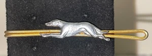 Greyhound Silver Tone Dog Gold Tone Tie Bar Vintage TEH3-7 - Picture 1 of 5