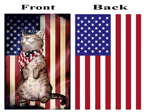 Double Sided Cat Kitten USA Flag - 12 x 18 Deluxe Garden Flag 3-ply 600 Denier - Picture 1 of 3